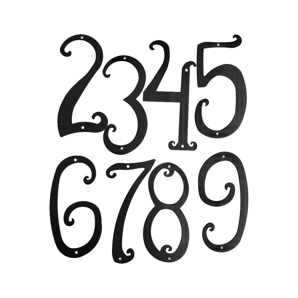House Numbers SET OF 4 Black Powder Coat Metal
